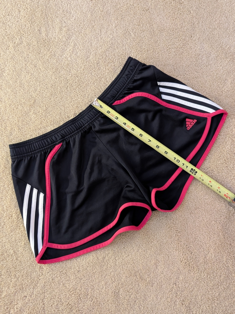 adidas Black Joggers with White Stripes and Pink Trim